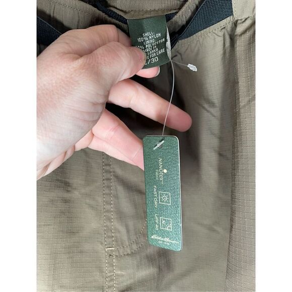 Eddie Bauer Tan  Convertible Cargo Belted Pants Mens size L NWT - Picture 2 of 16
